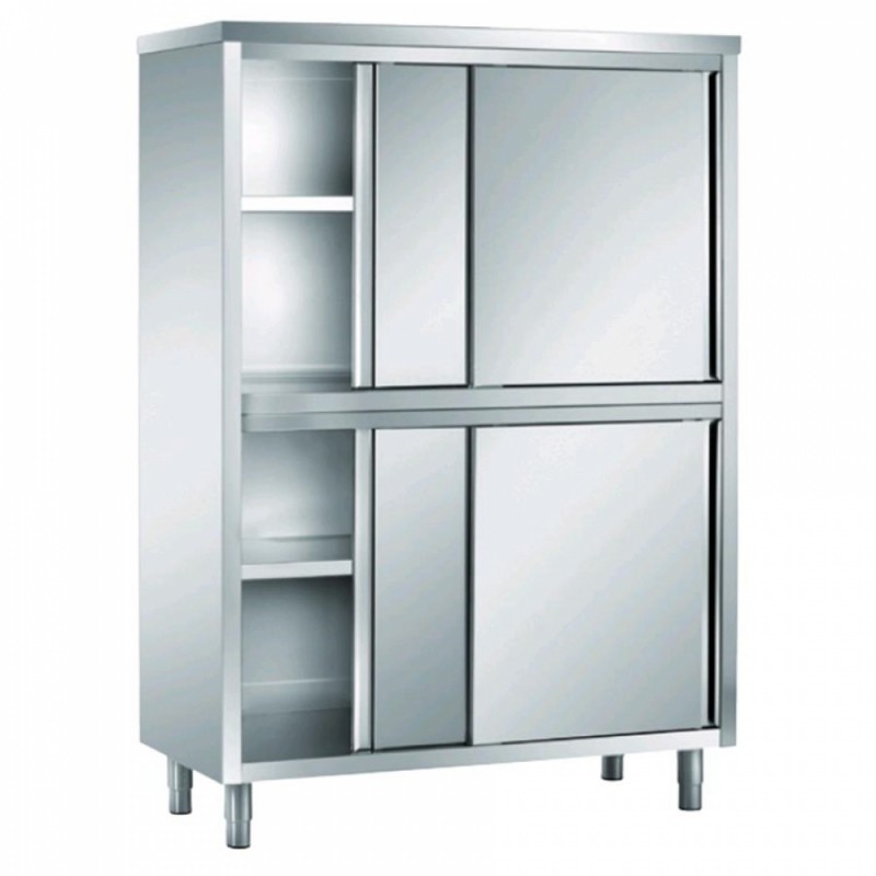 Overlapping stainless steel cabinets