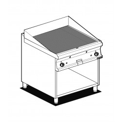Fry top in gas plate grooved AFP / FTR-78G open compartment
