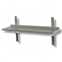 Wall-hung stainless steel shelf with upstand