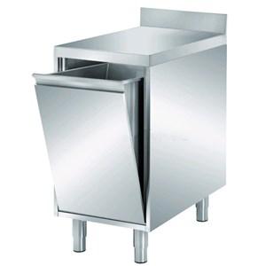 Stainless steel table with tilting hopper