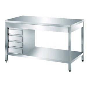 Stainless steel work table with drawers