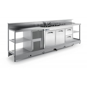 Static refrigerated bar counterBBL4500AB4P with counter top setting