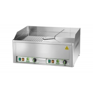 Electric fry top AFP / FRY2LRC with 1/2 smooth and 1/2 ribbed chrome plate