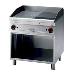 Electric fry top AFP / FTLR-78ET 1/2 smooth plate 1/2 striped plate open compartment