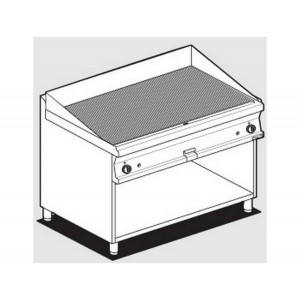 Gas fry top with plate grooved AFP / FTR-712G open compartment